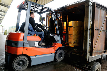 Image showing Forklift in warehouse