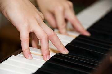 Image showing hands on keys of a piano