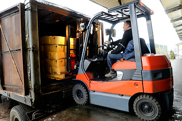 Image showing Forklift in warehouse