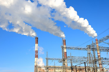 Image showing smoking chimneys of power plant