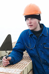 Image showing Brick layer worker builder mason