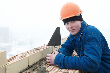 Image showing Brick layer worker builder mason