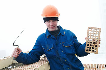 Image showing Brick layer worker builder mason