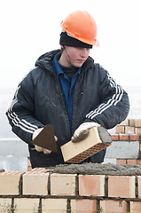 Image showing Brick layer worker builder mason