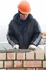 Image showing Brick layer worker builder mason