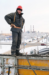 Image showing worker builder at a construction site