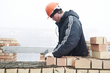 Image showing Brick layer worker builder mason