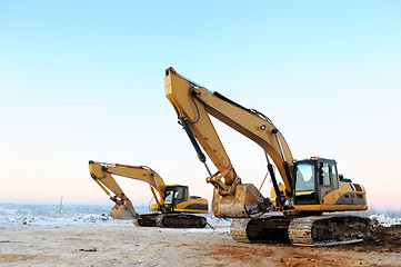 Image showing two loader excavators in winter