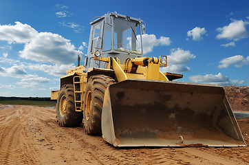 Image showing Front view of diesel wheel loader bulldozer