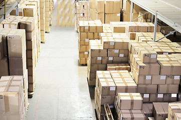 Image showing cardboard boxes in warehouse