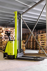 Image showing forklifter stacker in warehouse