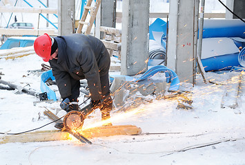 Image showing worker at building construction site