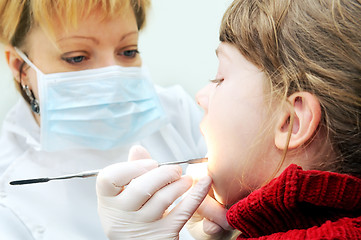 Image showing girl at a dentist examination