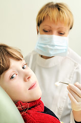 Image showing girl at a dentist examination