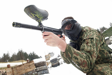 Image showing Paintball extreme sport game player