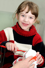 Image showing Medical. Tooth cleaning training at dentist