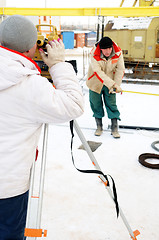 Image showing surveyor worker at construction site