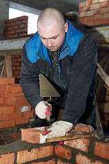 Image showing construction mason worker bricklayer