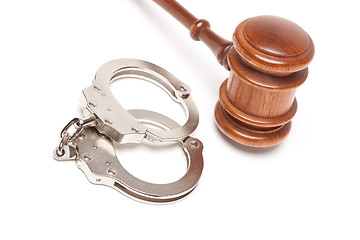 Image showing Gavel and Handcuffs on White