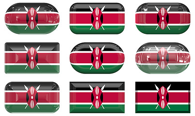 Image showing nine glass buttons of the Flag of Kenya