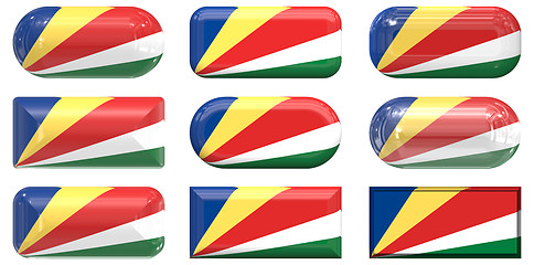 Image showing nine glass buttons of the Flag of the Seychelles