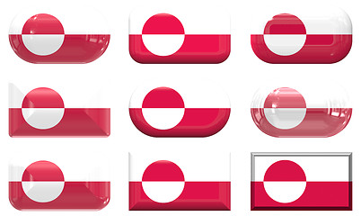 Image showing nine glass buttons of the Flag of Greenland