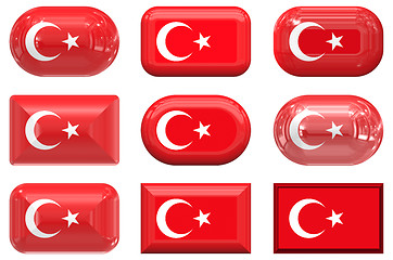 Image showing nine glass buttons of the Flag of Turkey