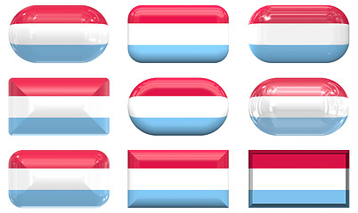 Image showing nine glass buttons of the Flag of Luxemburg