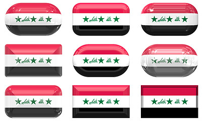 Image showing nine glass buttons of the Flag of Iraq