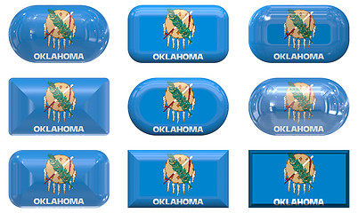Image showing nine glass buttons of the Flag of Oklahoma