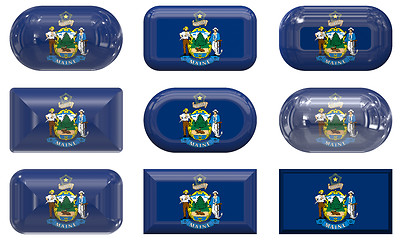 Image showing nine glass buttons of the Flag of Maine