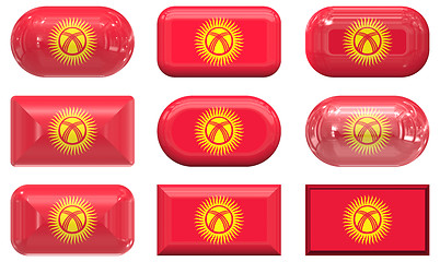 Image showing nine glass buttons of the Flag of kyrgyzstan