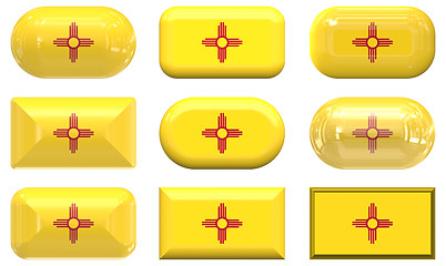 Image showing nine glass buttons of the Flag of New Mexico