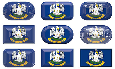 Image showing nine glass buttons of the Flag of Louisiana