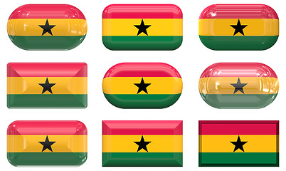 Image showing nine glass buttons of the Flag of Ghana