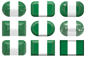 Image showing nine glass buttons of the Flag of Nigeria