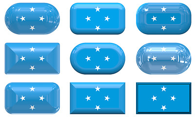 Image showing nine glass buttons of the Flag of Micronesia