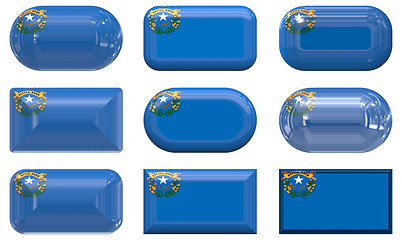 Image showing nine glass buttons of the Flag of Nevada