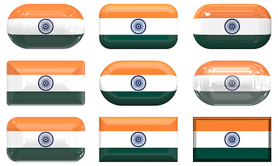 Image showing nine glass buttons of the Flag of India