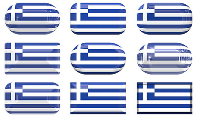 Image showing nine glass buttons of the  Flag of Greece