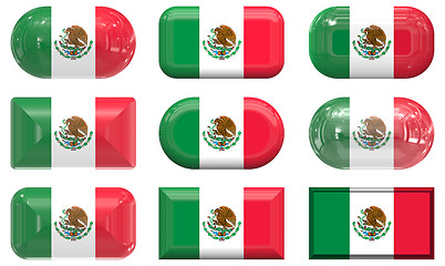 Image showing nine glass buttons of the Flag of Mexico