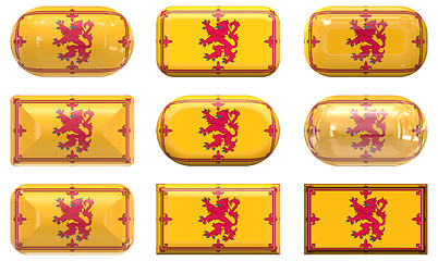 Image showing nine glass buttons of the Flag of Scotland