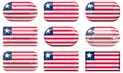 Image showing nine glass buttons of the Flag of Liberia