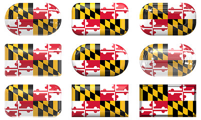 Image showing nine glass buttons of the Flag of Maryland