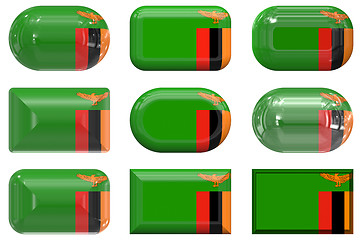 Image showing nine glass buttons of the Flag of Zambia