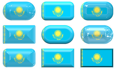 Image showing nine glass buttons of the Flag of Kazakhstan