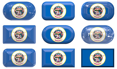 Image showing nine glass buttons of the Flag of Minnesota