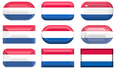 Image showing nine glass buttons of the Flag of Netherlands