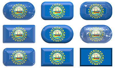 Image showing nine glass buttons of the Flag of New Hampshire