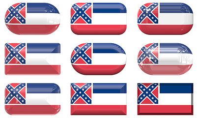 Image showing nine glass buttons of the Flag of Mississippi